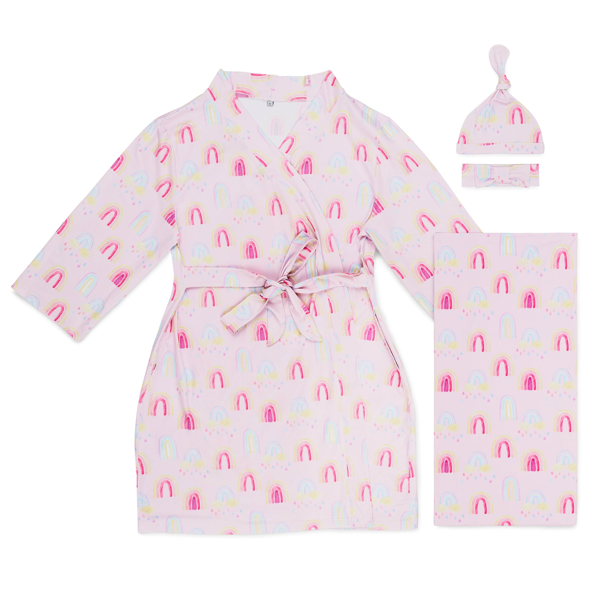 Mommy and Me Robe and Swaddle Set. Maternity Robe and Swaddle Set