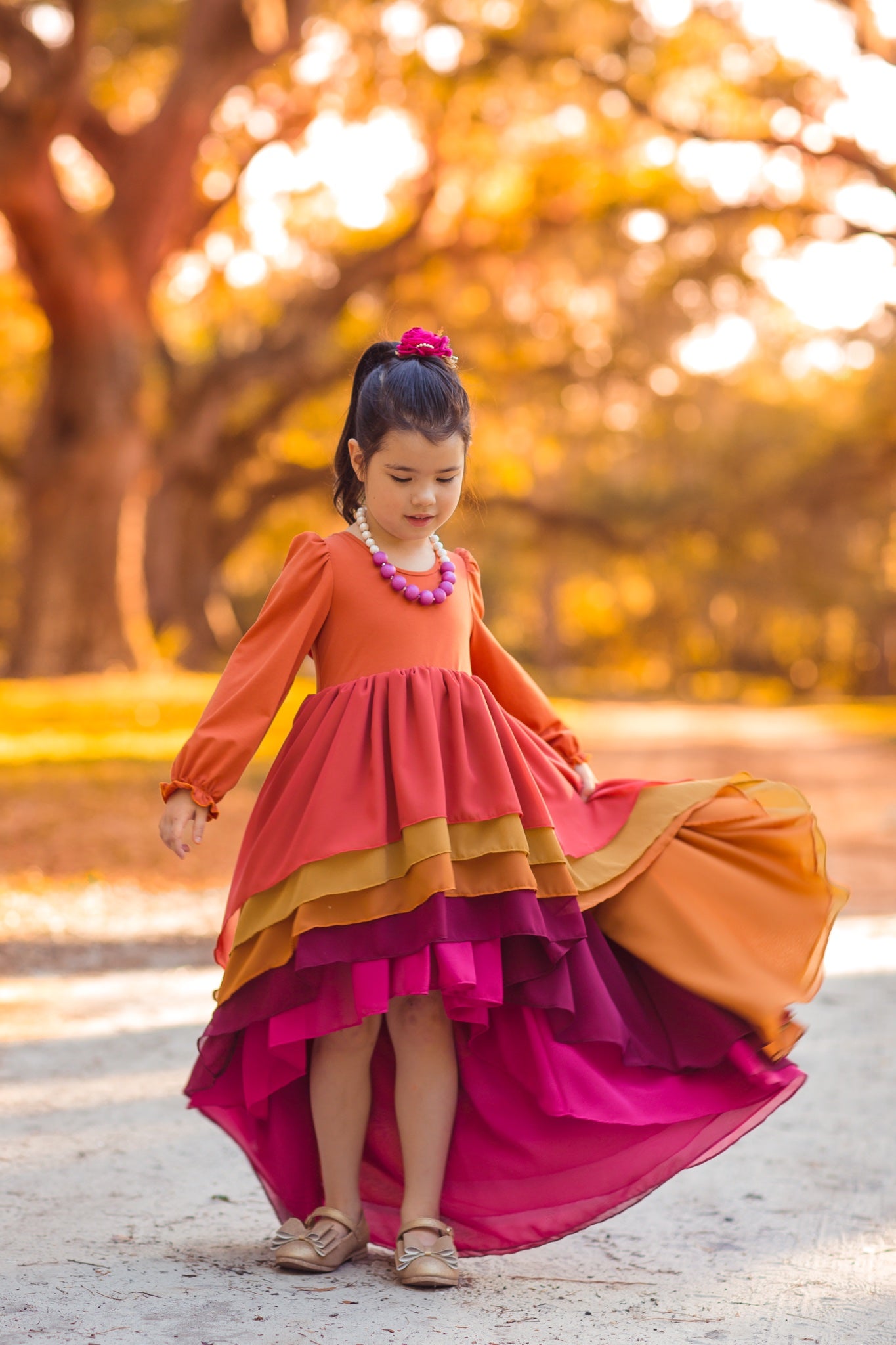 Falling Leaves WATERFALL DRESS Millie Mae Clothing Falling Leaves WATERFALL DRESS Millie Mae Clothing